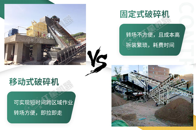 流動(dòng)粉碎石機(jī)，可以隨時(shí)轉(zhuǎn)場停車生產(chǎn)的破碎生產(chǎn)線